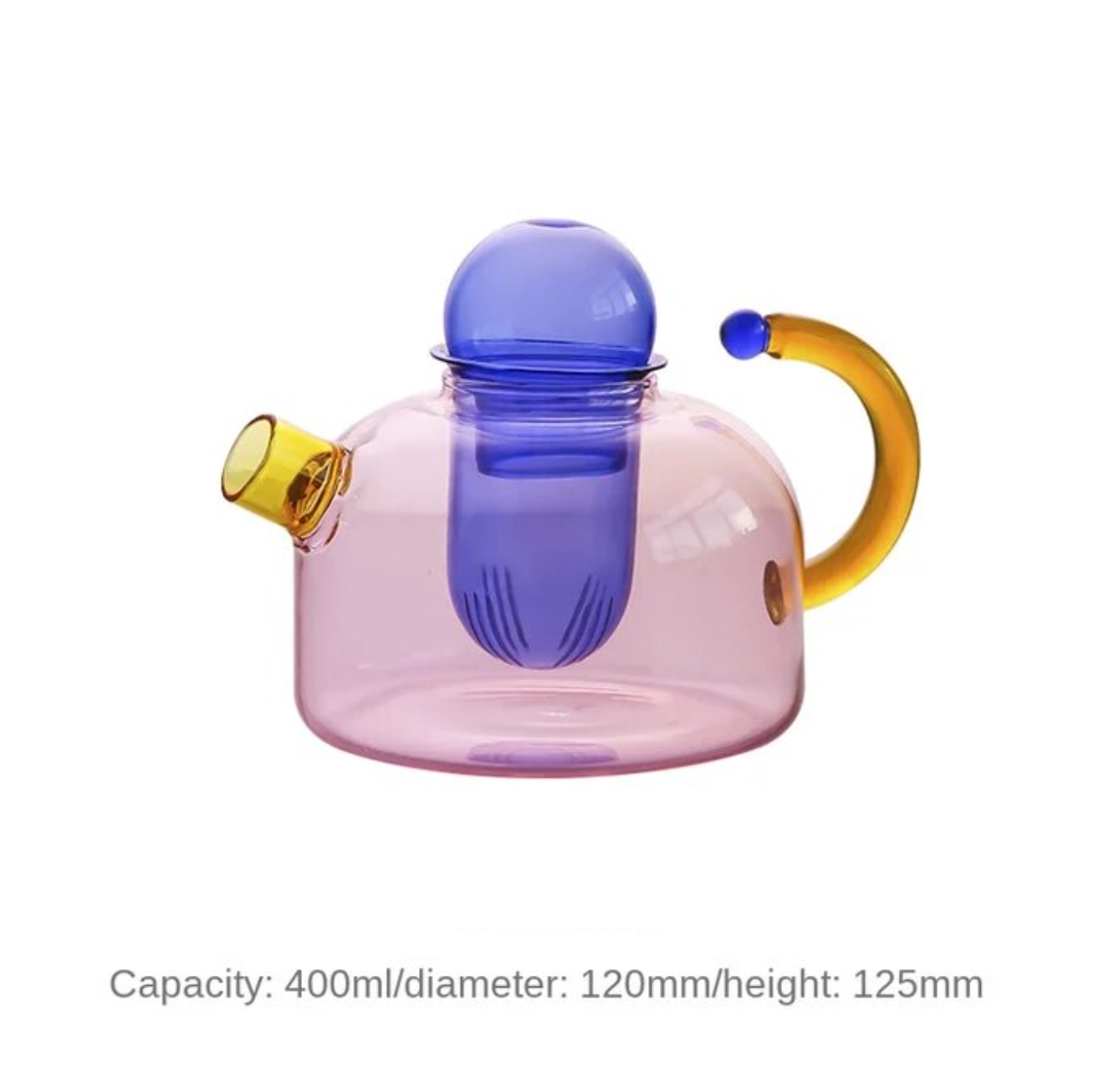 Contrasting Color Heat Resistant Glass Teapot and Cups: Blue Kettle