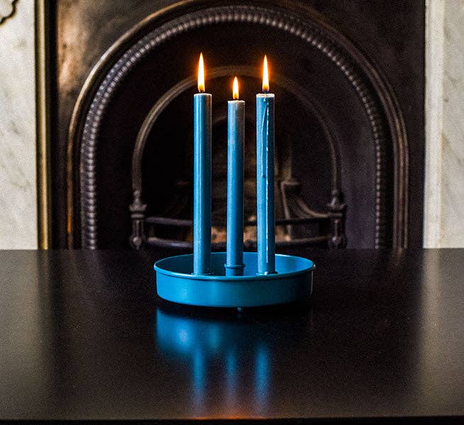Metal Candle Platter Small- Petrol: 3