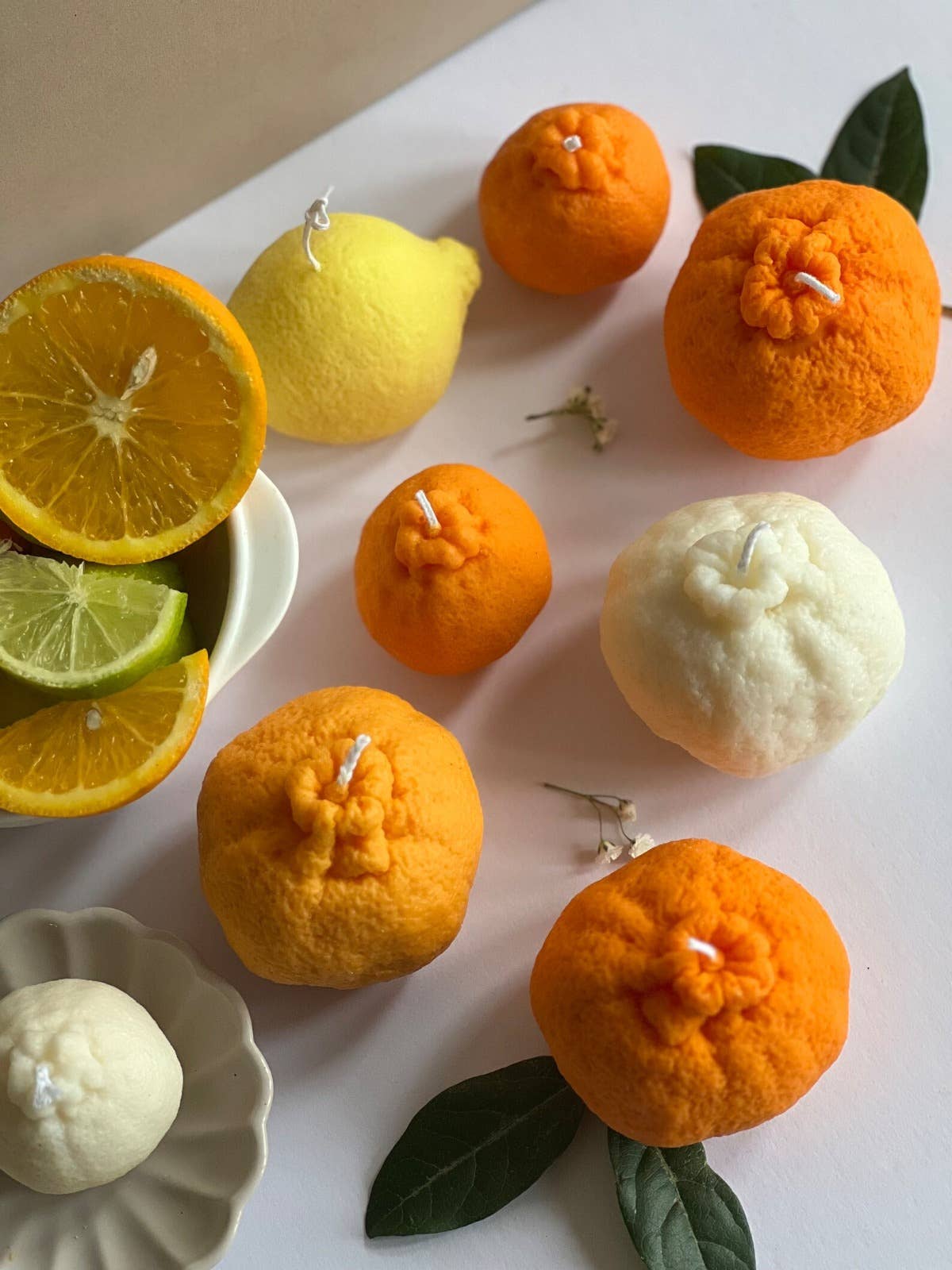 Soy wax Orange shaped candles / Tangerine Fruit Candle: Orange / Lemon & Lavander / Large