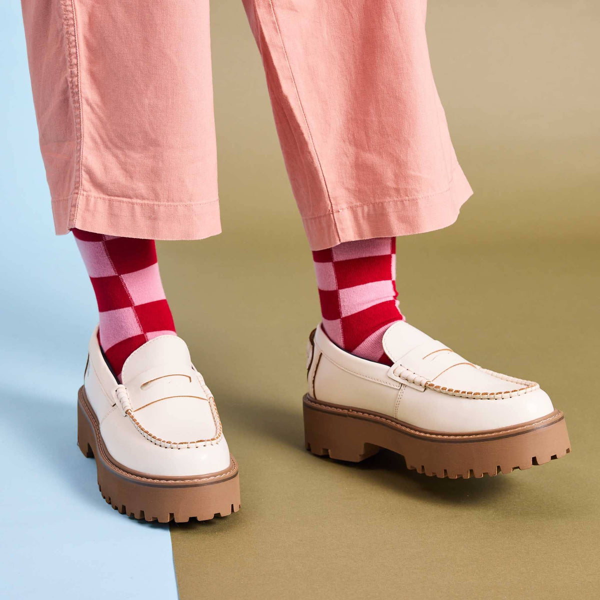 Women's Organic Cotton Crew Socks 2026: PINSTRIPE - YELLOW/GREEN / 4-7 UK / 6.5-9.5 US