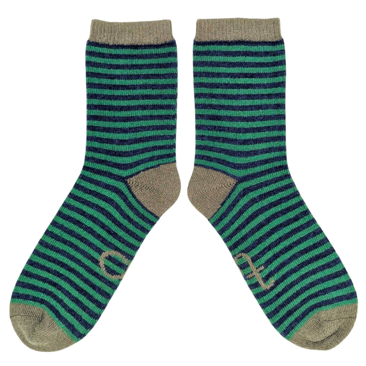Women's Lambswool Ankle Socks 2026: SQUARES - GREEN / PINK
