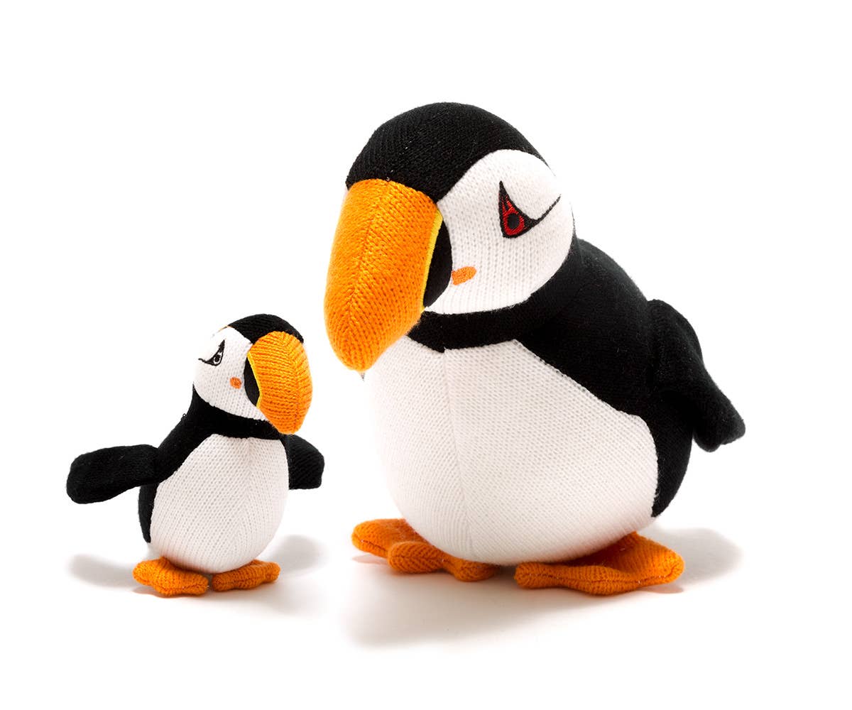 Knitted Puffin Baby Rattle