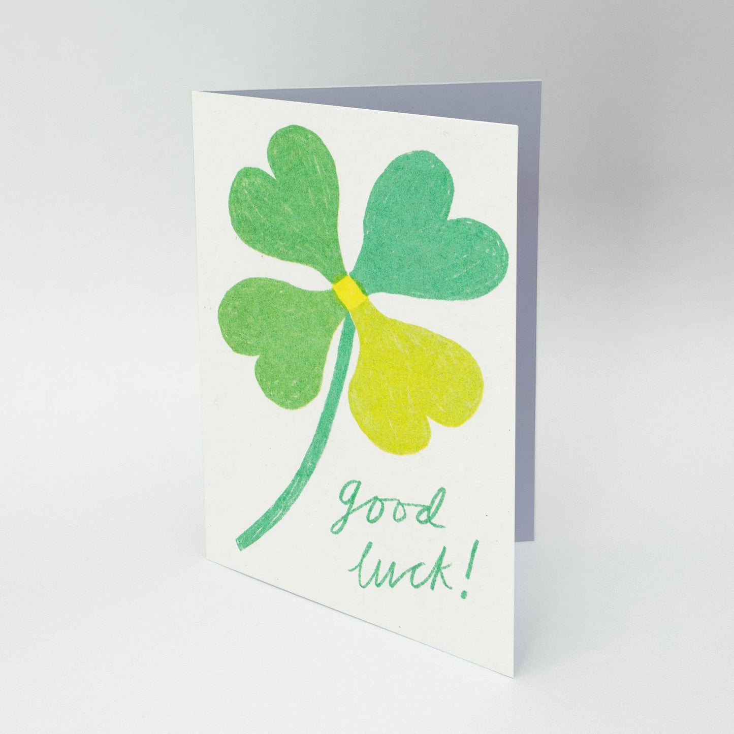 Good Luck Risograph Card | Green Clover: With Bio Cello