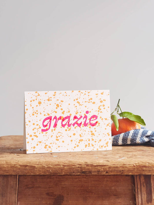Grazie Thank You Card | Pink Hot Foil Appreciation Greeting: No (Naked)