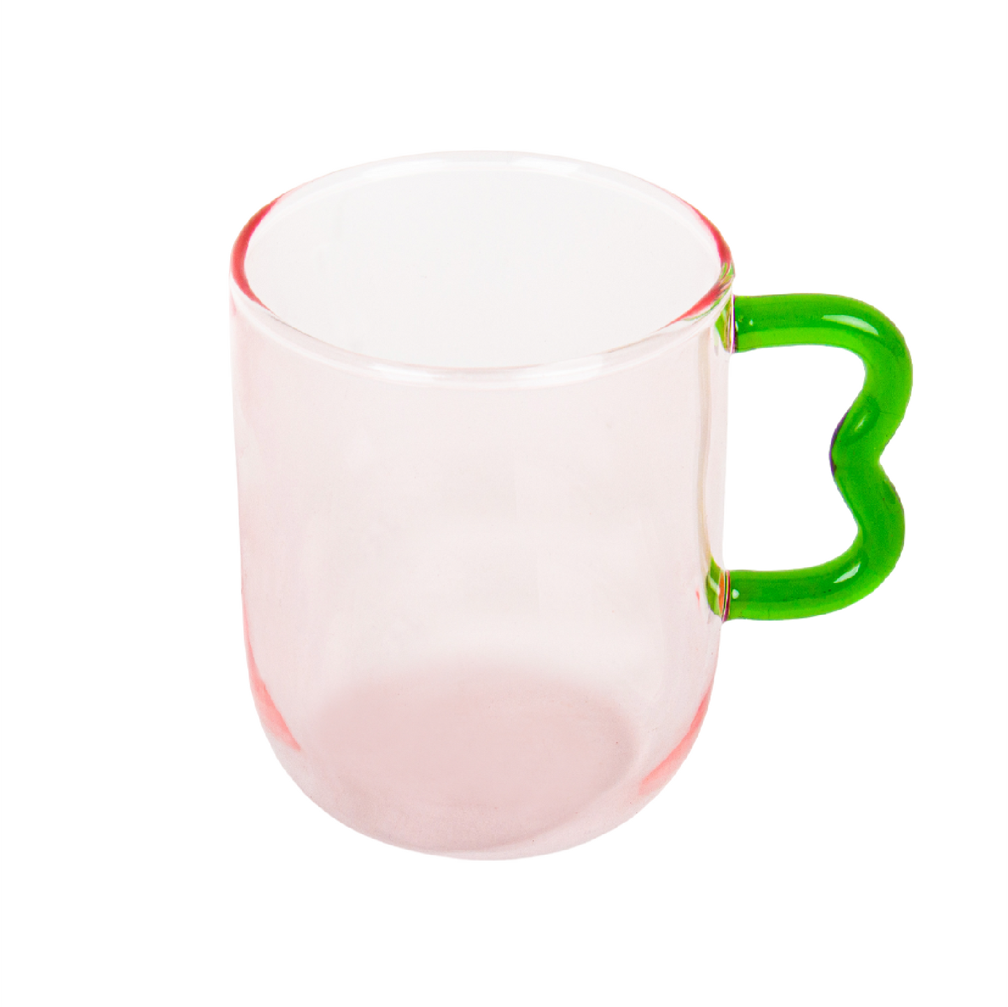 Helio Ferretti Wave Handled Glass Mug - Pink & Green