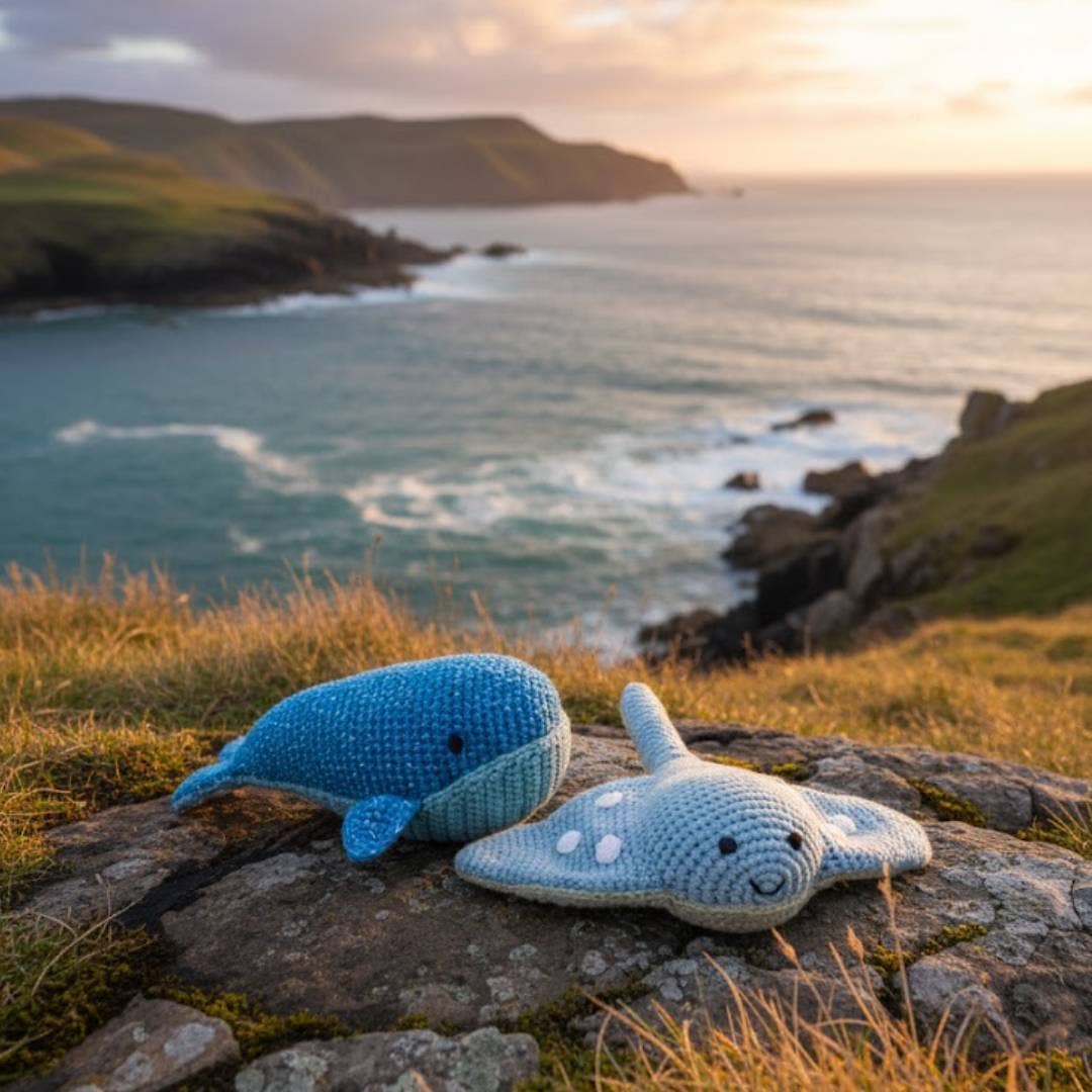 Fair Trade Crochet Whale Baby Rattle Organic Cotton