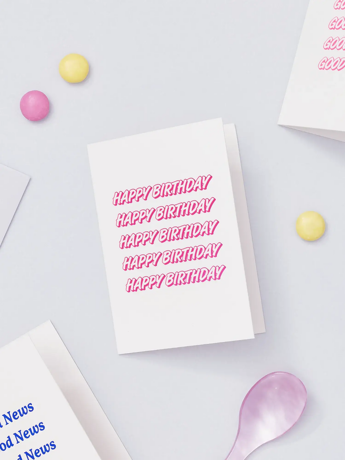 Happy Birthday Mini Card | Coffee Cup Card | Pink Hot Foil: No (Naked)