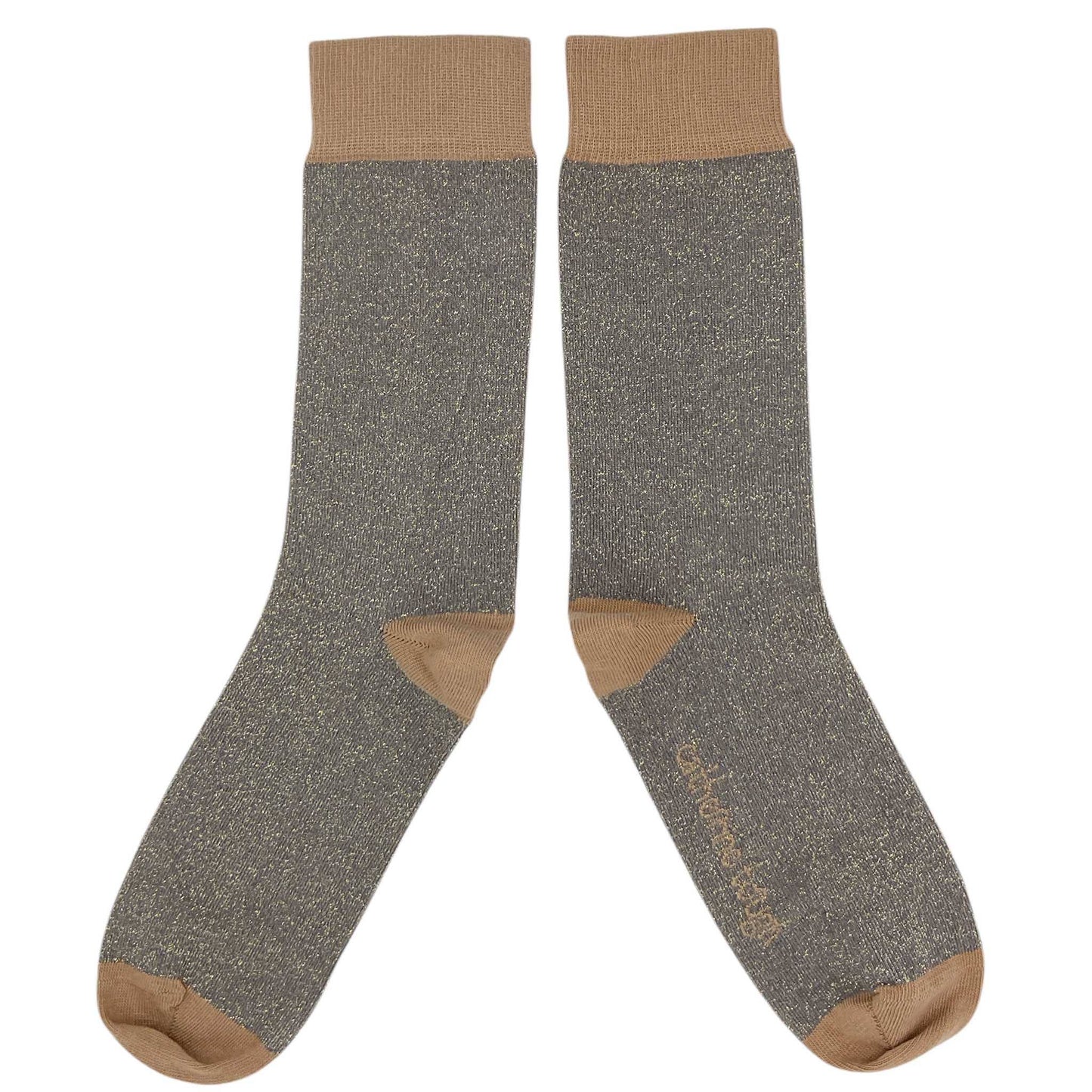 Women's Organic Glittery Cotton Crew Sock: Glitter - grey / 4-7 UK / 6.5-9.5 US