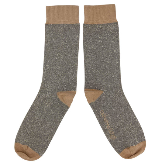 Women's Organic Glittery Cotton Crew Sock: Glitter - grey / 4-7 UK / 6.5-9.5 US