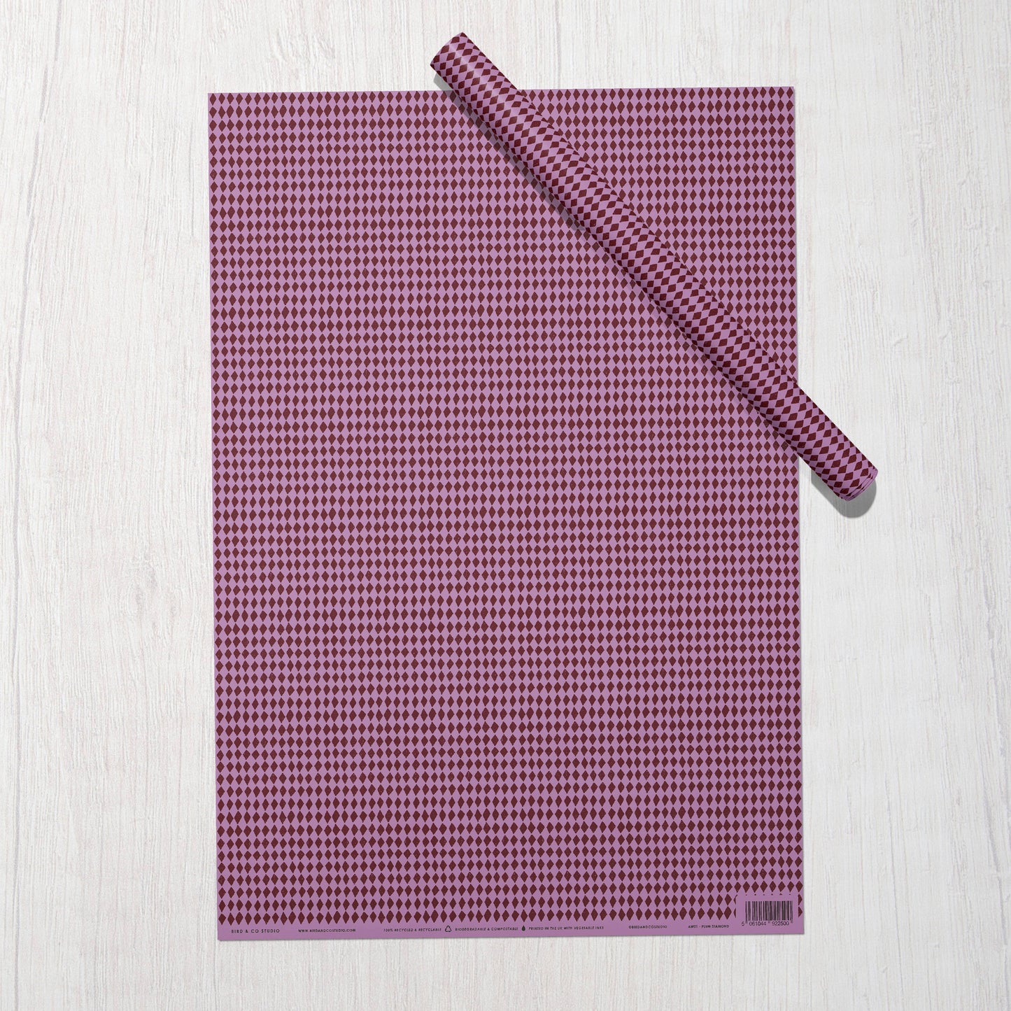 Plum Diamond | Modern Christmas Recycled Gift Wrap Paper
