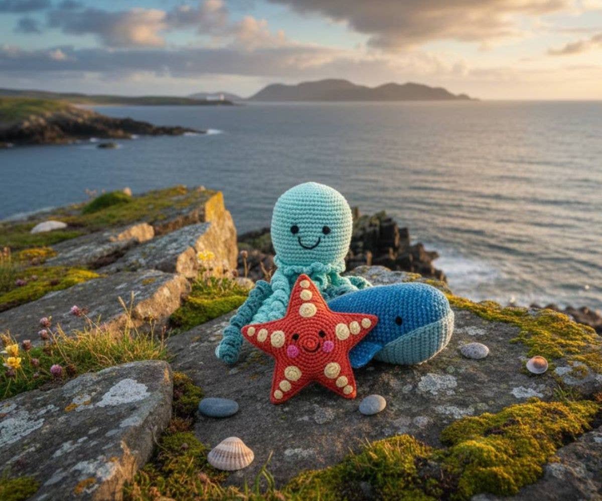 Fair Trade Crochet Whale Baby Rattle Organic Cotton