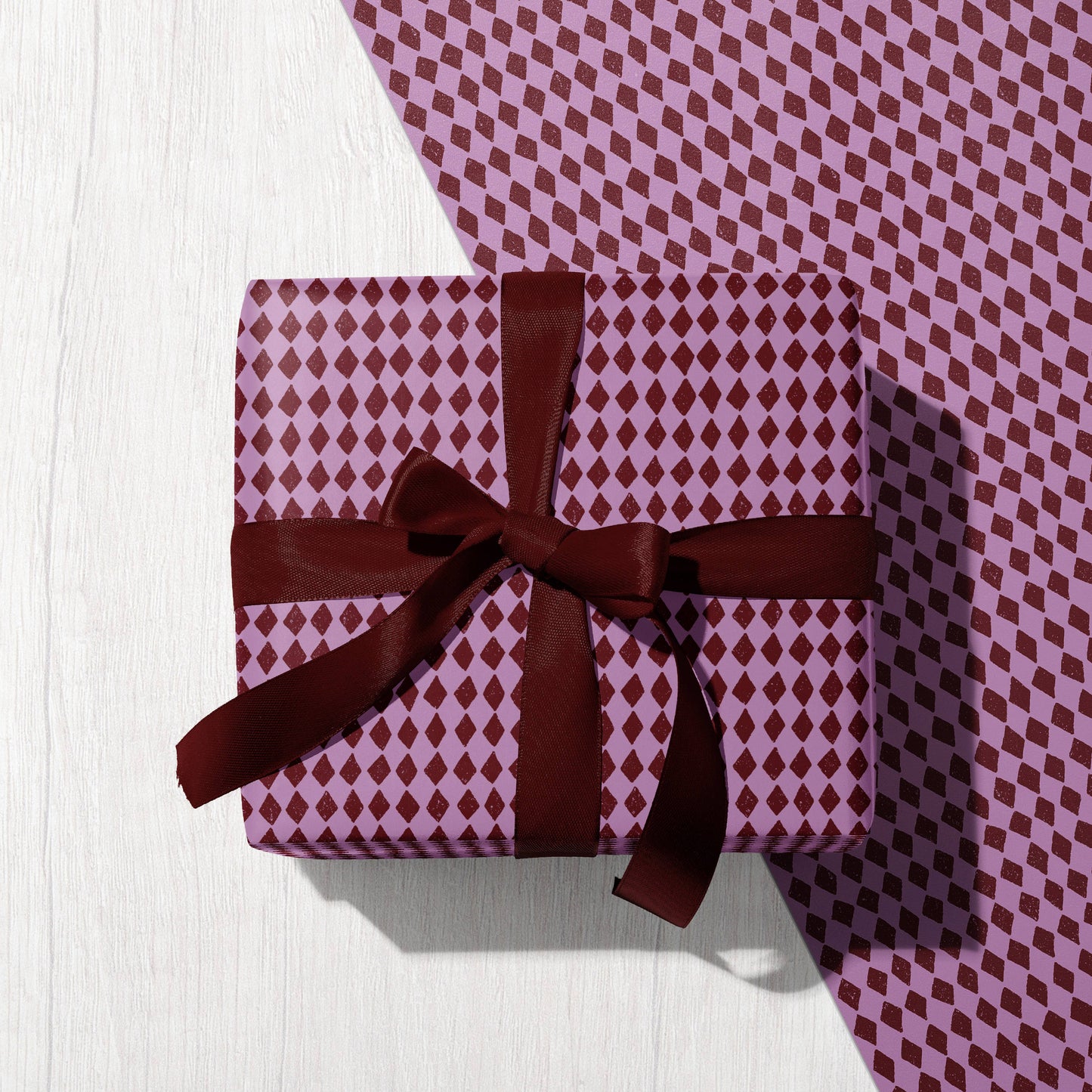 Plum Diamond | Modern Christmas Recycled Gift Wrap Paper