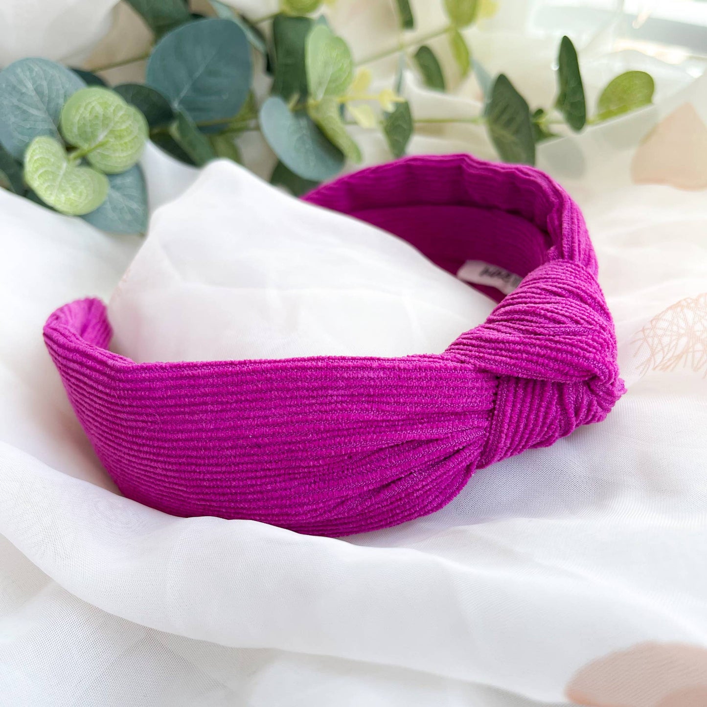 Hot Pink Corduroy Knot Headband for Women, Ladies Accessory
