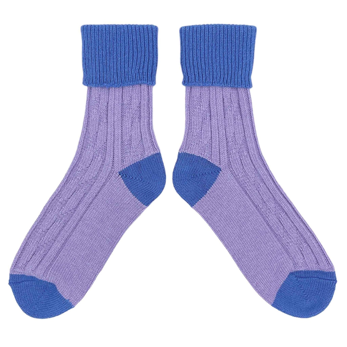 Cashmere Blend Slouch Socks: Lilac / bright blue