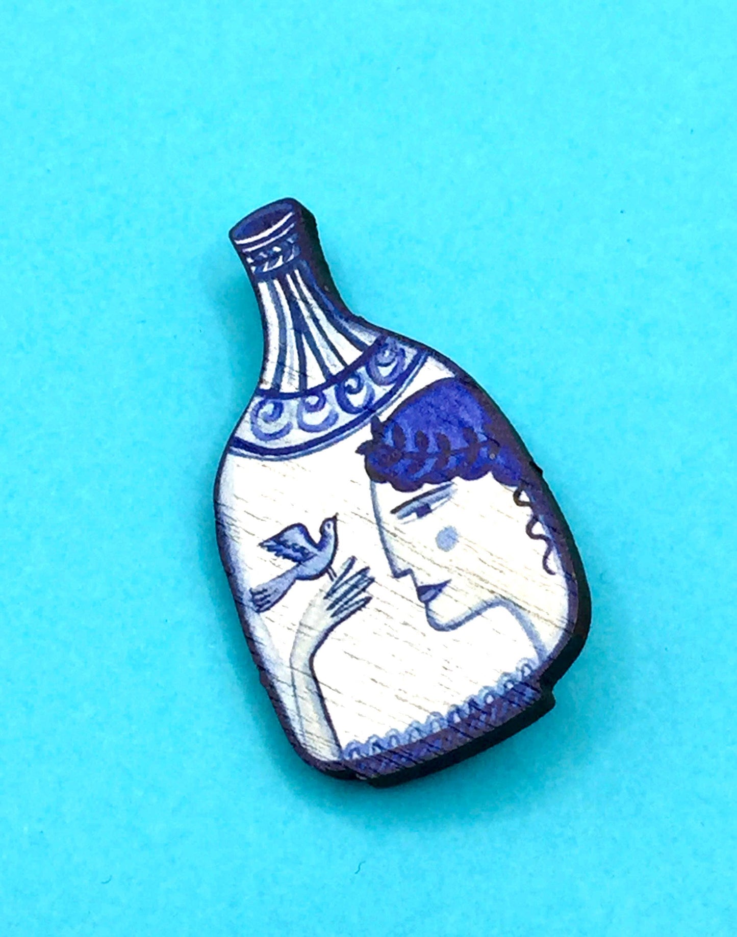 Wooden Greek Vase Pin Brooch