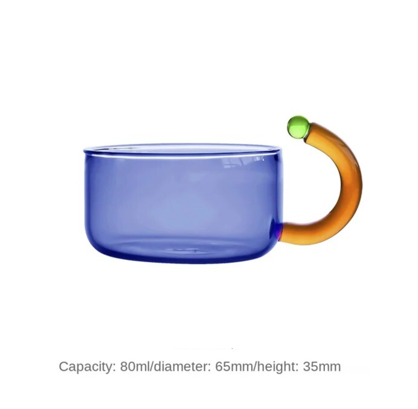Contrasting Color Heat Resistant Glass Teapot and Cups: Blue Kettle