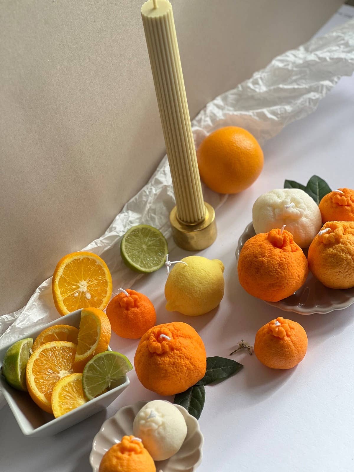 Soy wax Orange shaped candles / Tangerine Fruit Candle: Orange / Lemon & Lavander / Large