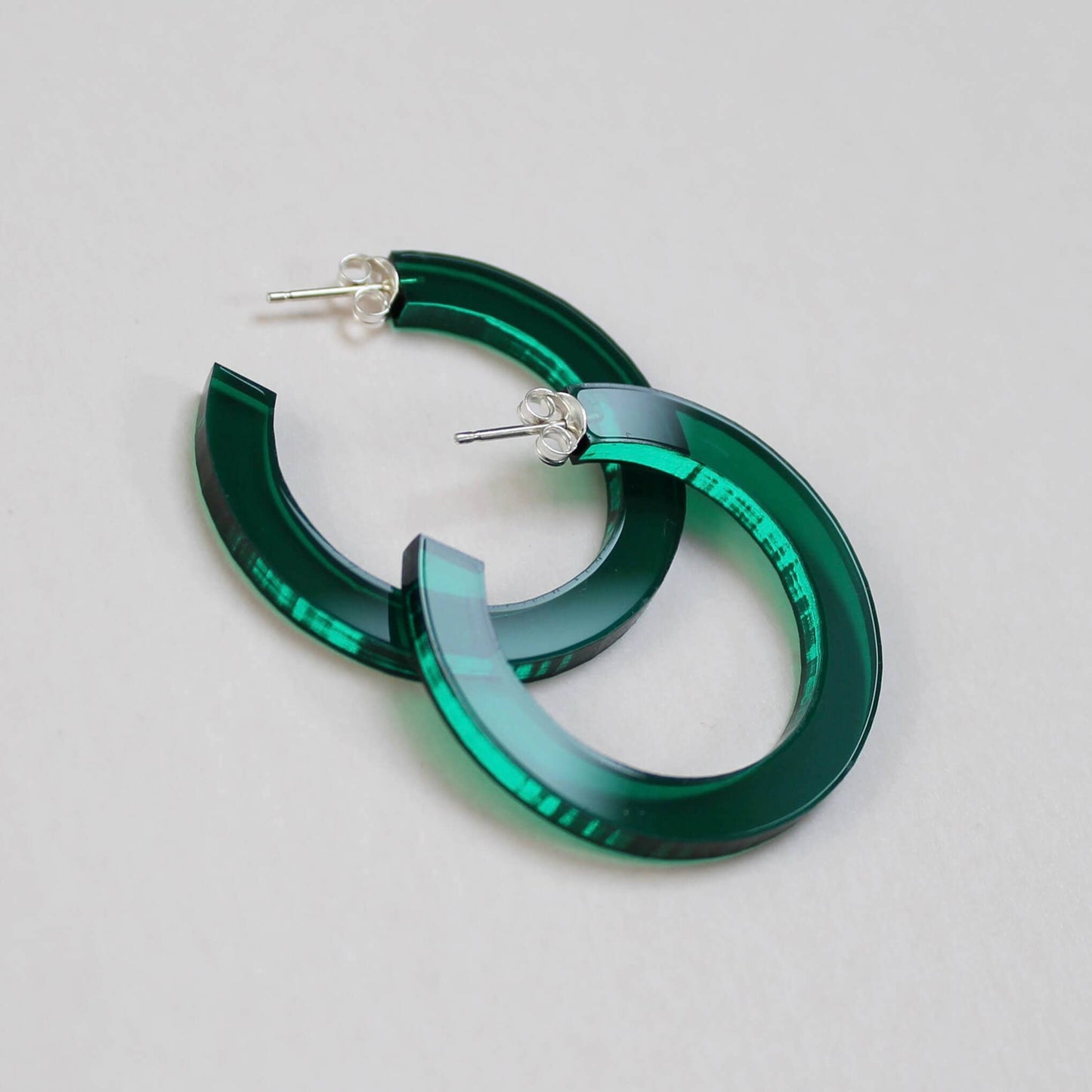 Perspex Colourful Hoop Earrings: Light green