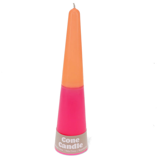 Tall Two-Colour Cone Candle - Pink-Orange
