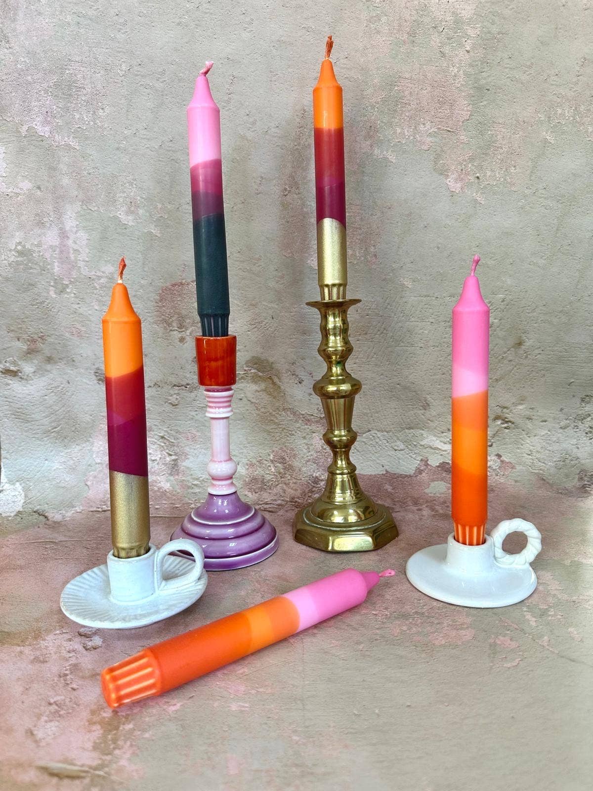 Colourful ‘Autumn Spice’ Handmade Candles Orange & Burgundy