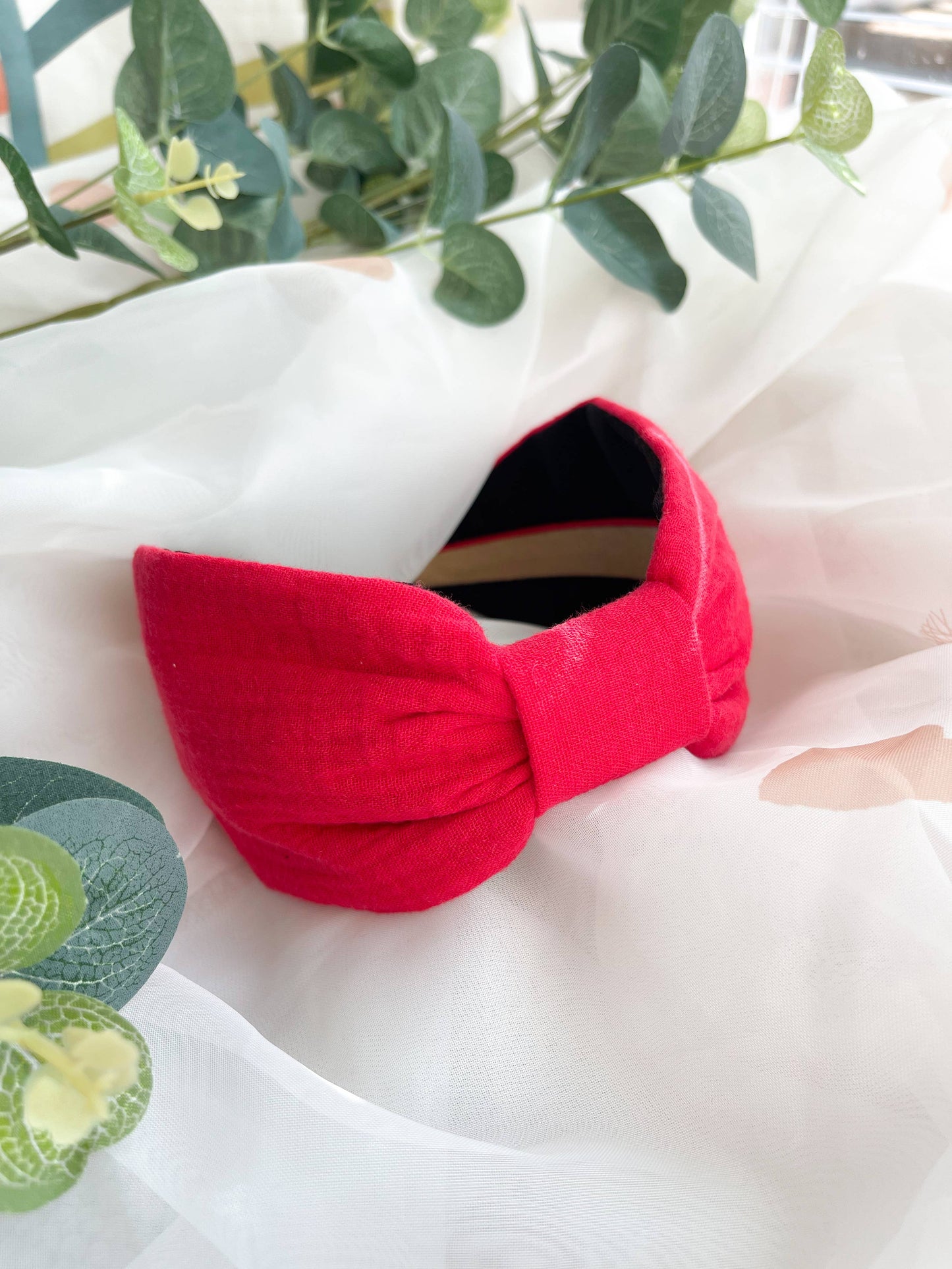 Womens Hair Accessory - Turban Fabric Headband - Red