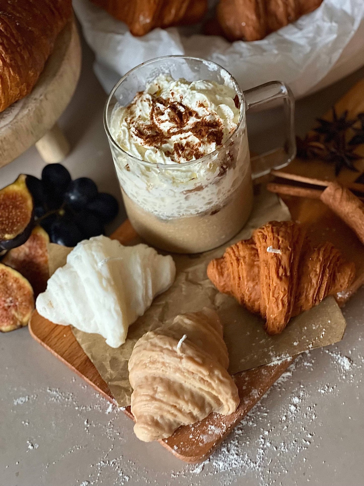 Soy Wax Croissant Candle|Bakery candle|Breakfast candle: White / Cinnamon Vanilla