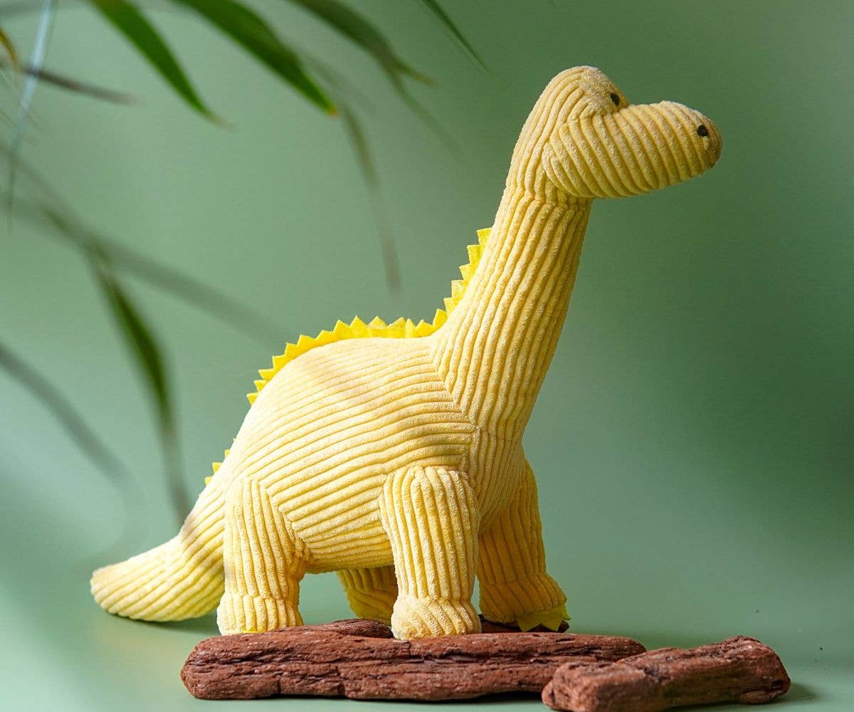 Dinosaur Soft Toy Teddy Yellow Diplodocus - Tactile Corduroy