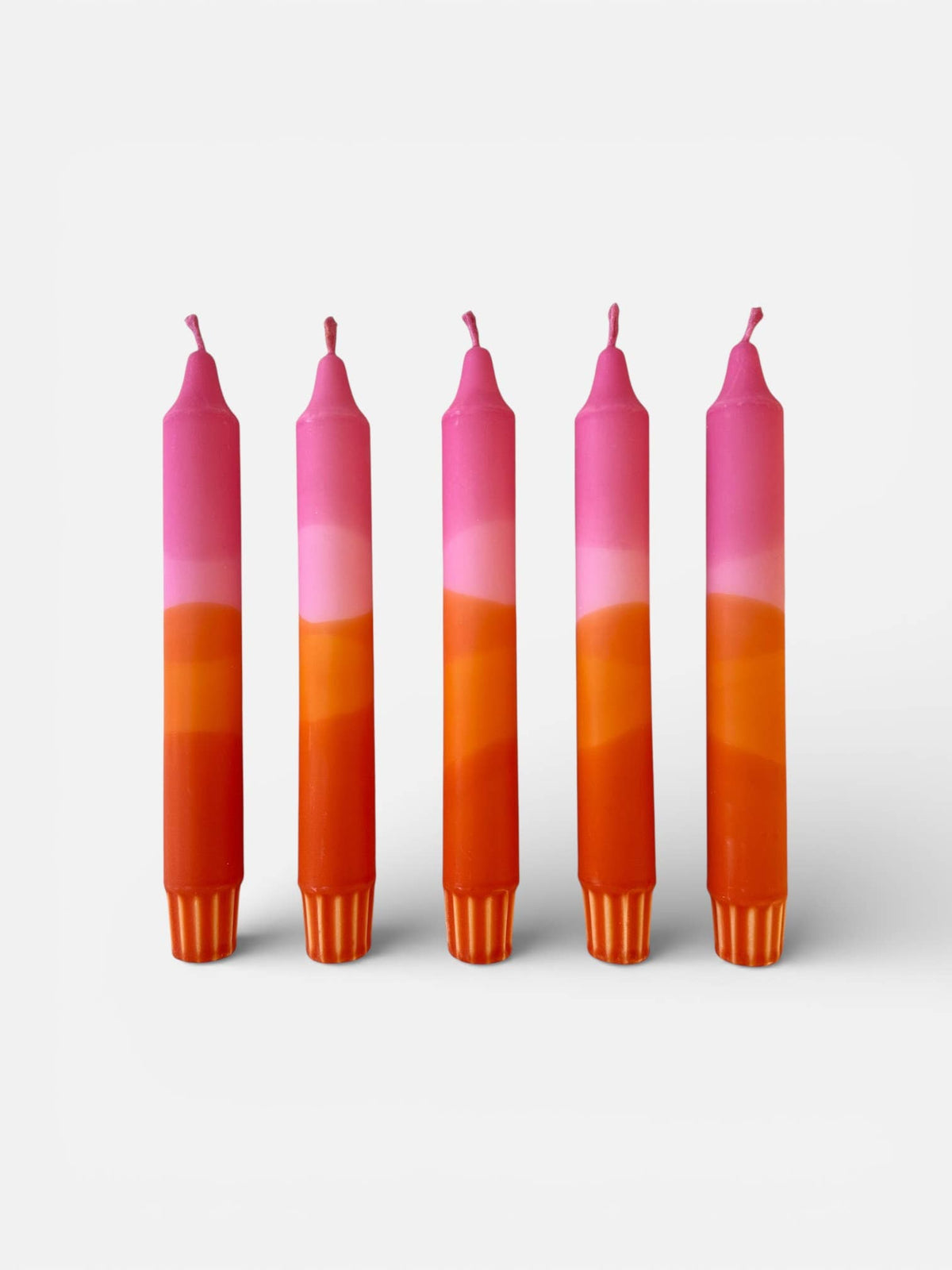 Colourful ‘Sunset’ Hand Dipped Orange & Pink Dinner Candles