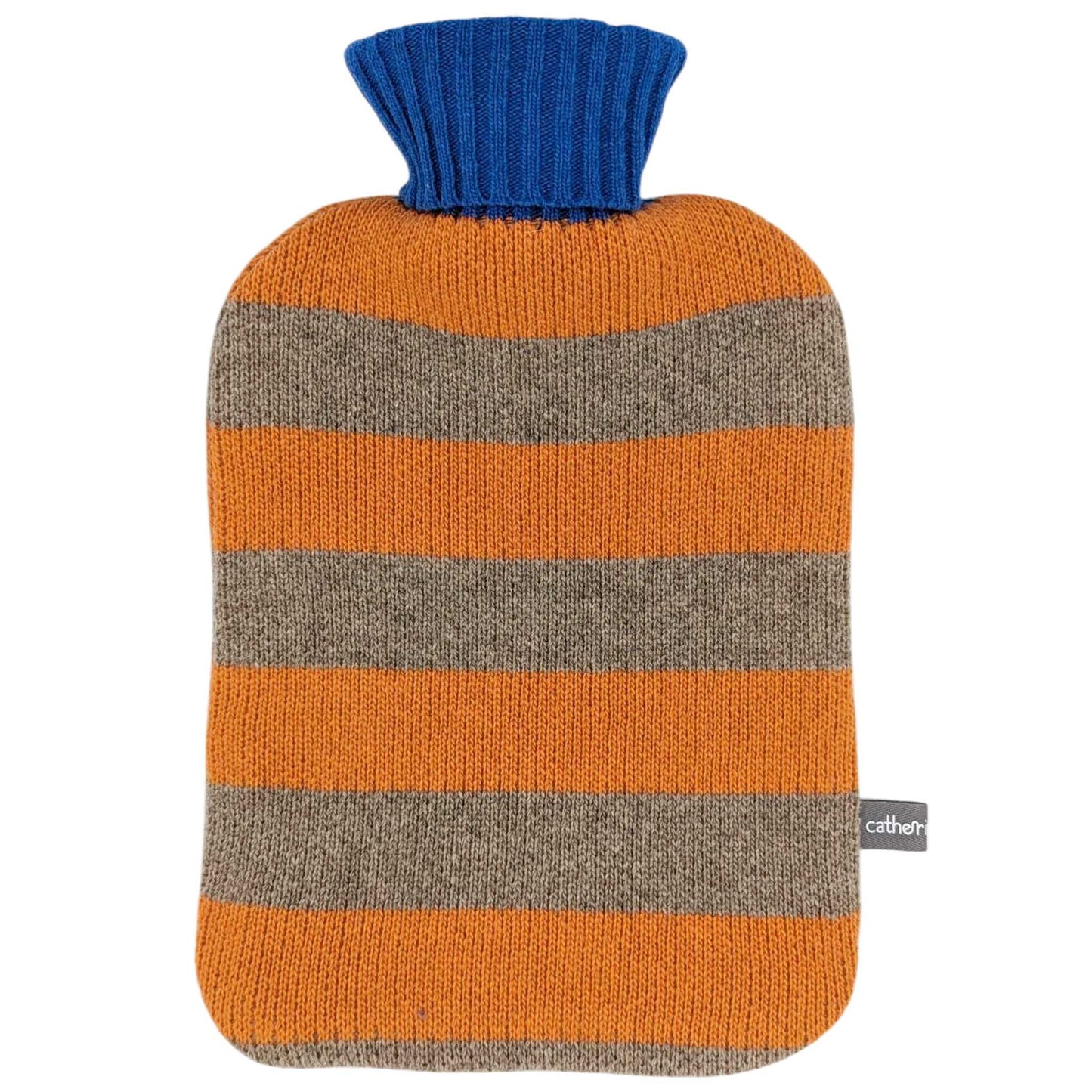 Lambswool Hot Water Bottle Covers & Bottles: BOTTLE & COVER - peach & mushroom stripe