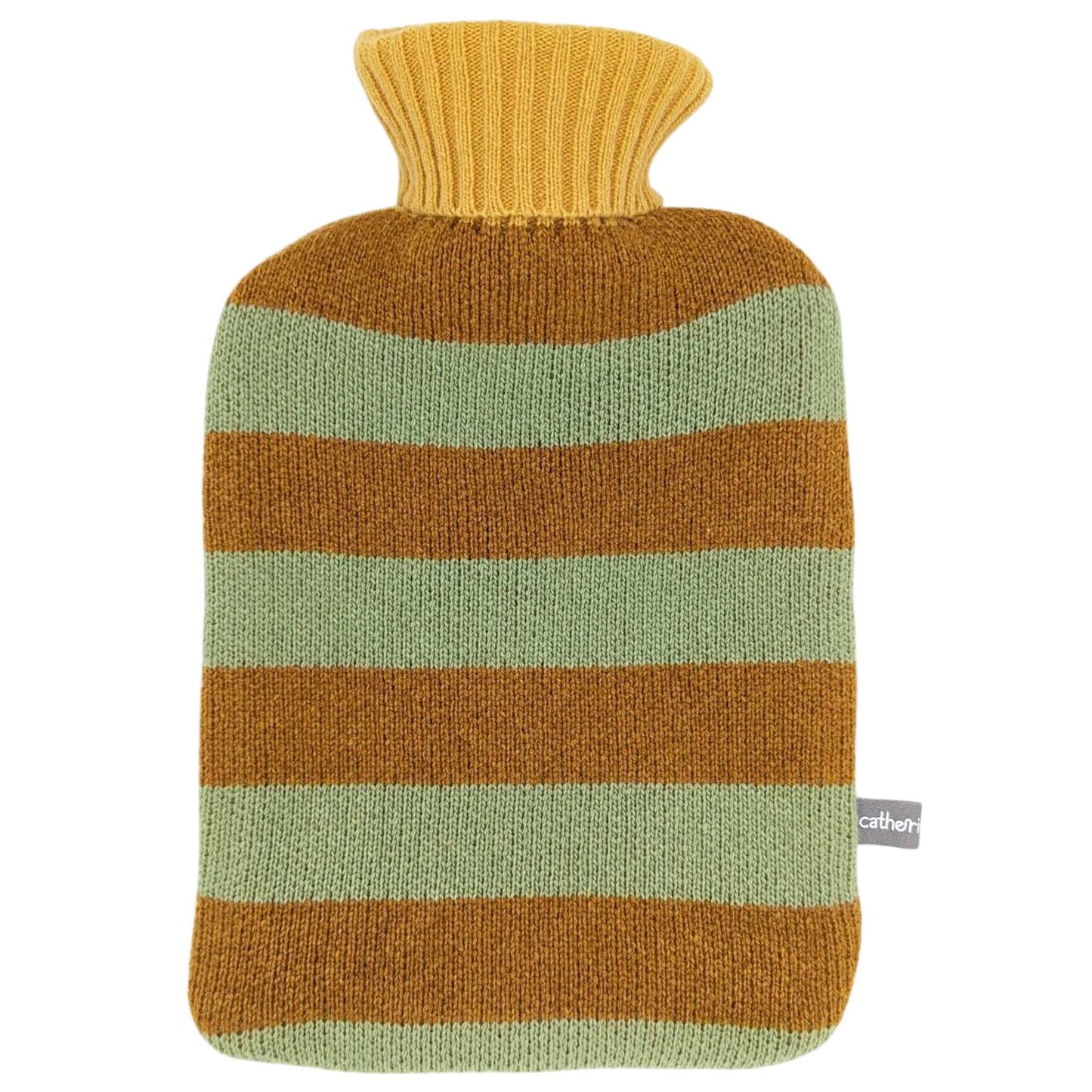 Lambswool Hot Water Bottle Covers & Bottles: COVER ONLY - mustard & mint stripe