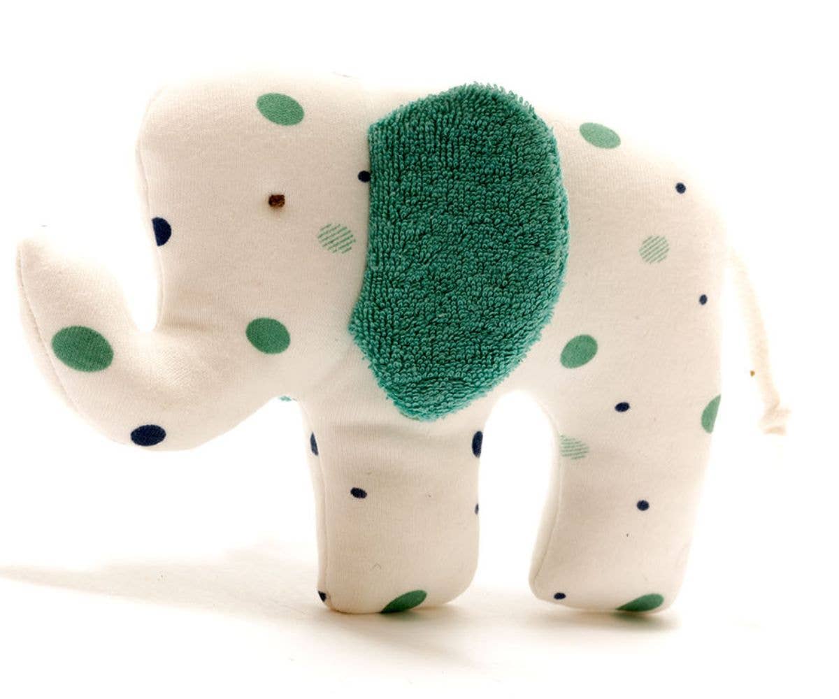 Elephant Baby Toy / Lovey - Organic Cotton Green Dots