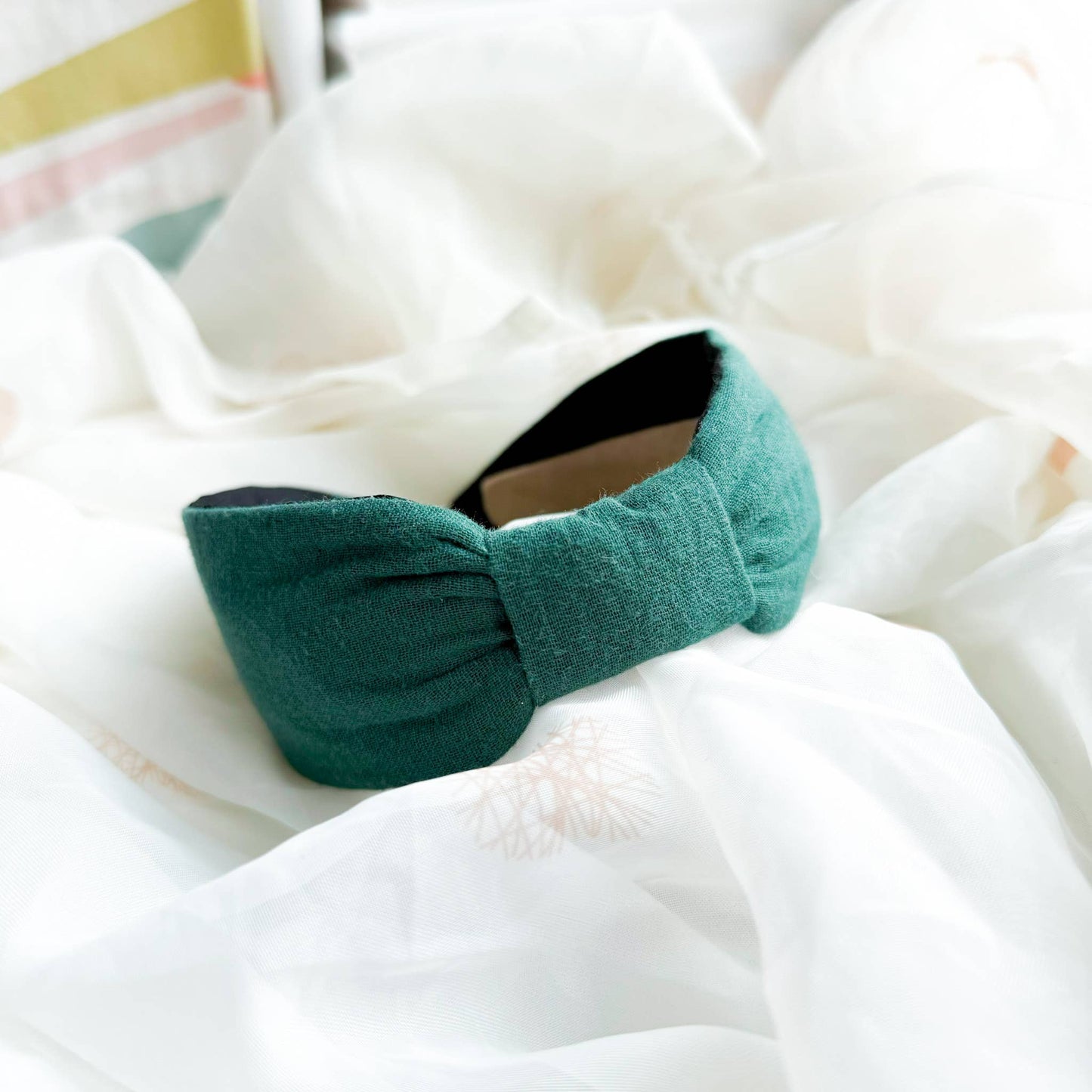 Womens Hair Accessory - Flat Knot Headband - Forest Green