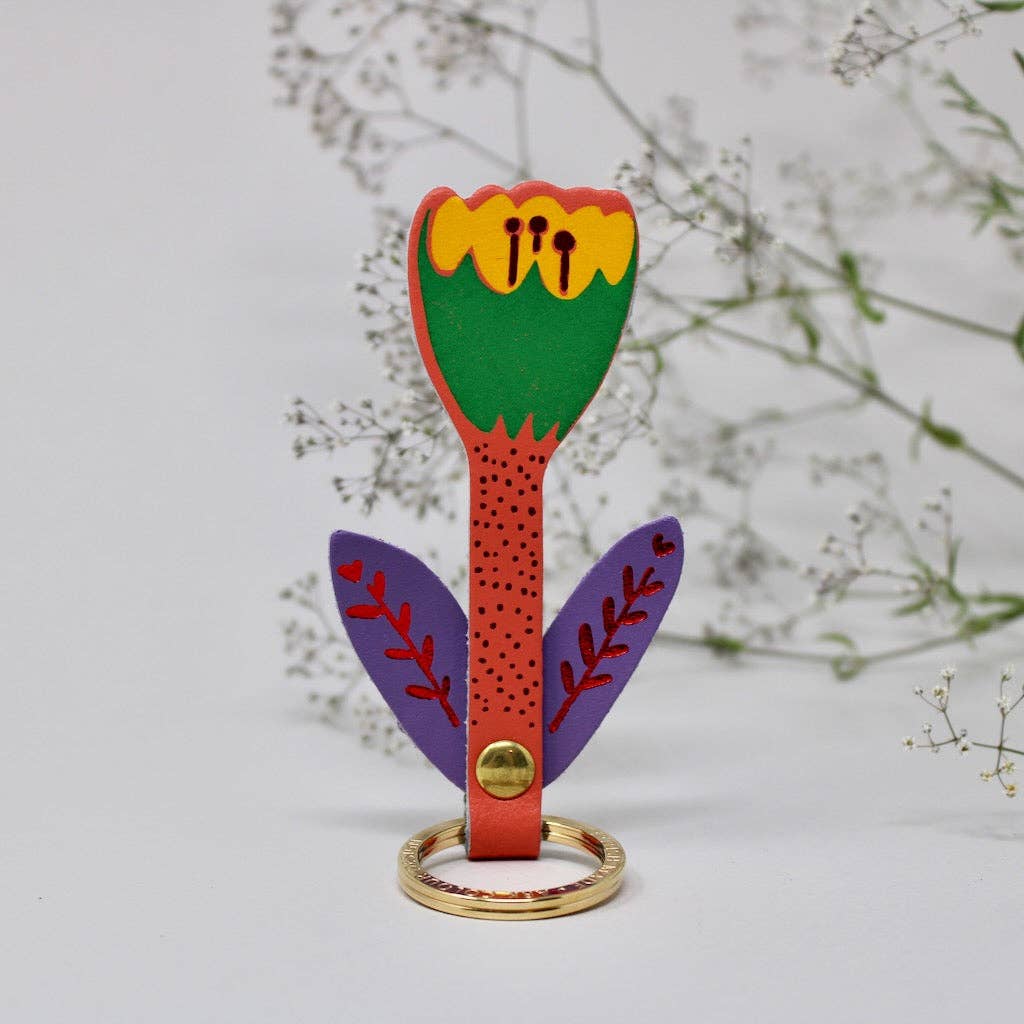 Tulip Key Fob: Burnt Orange