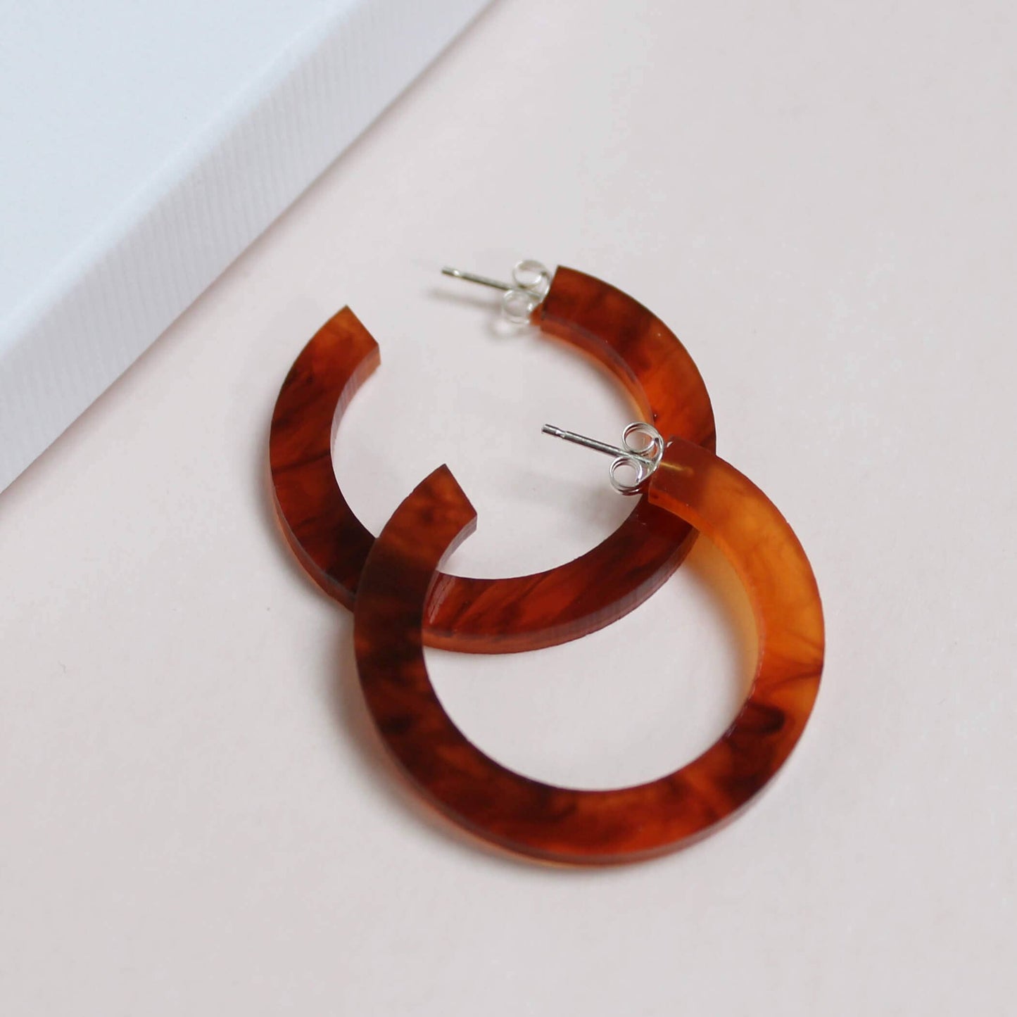 Perspex Colourful Hoop Earrings: Pink