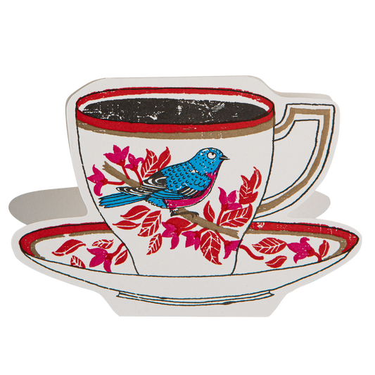 Birdy Tea Cup | Cut-Out - Greeting Card