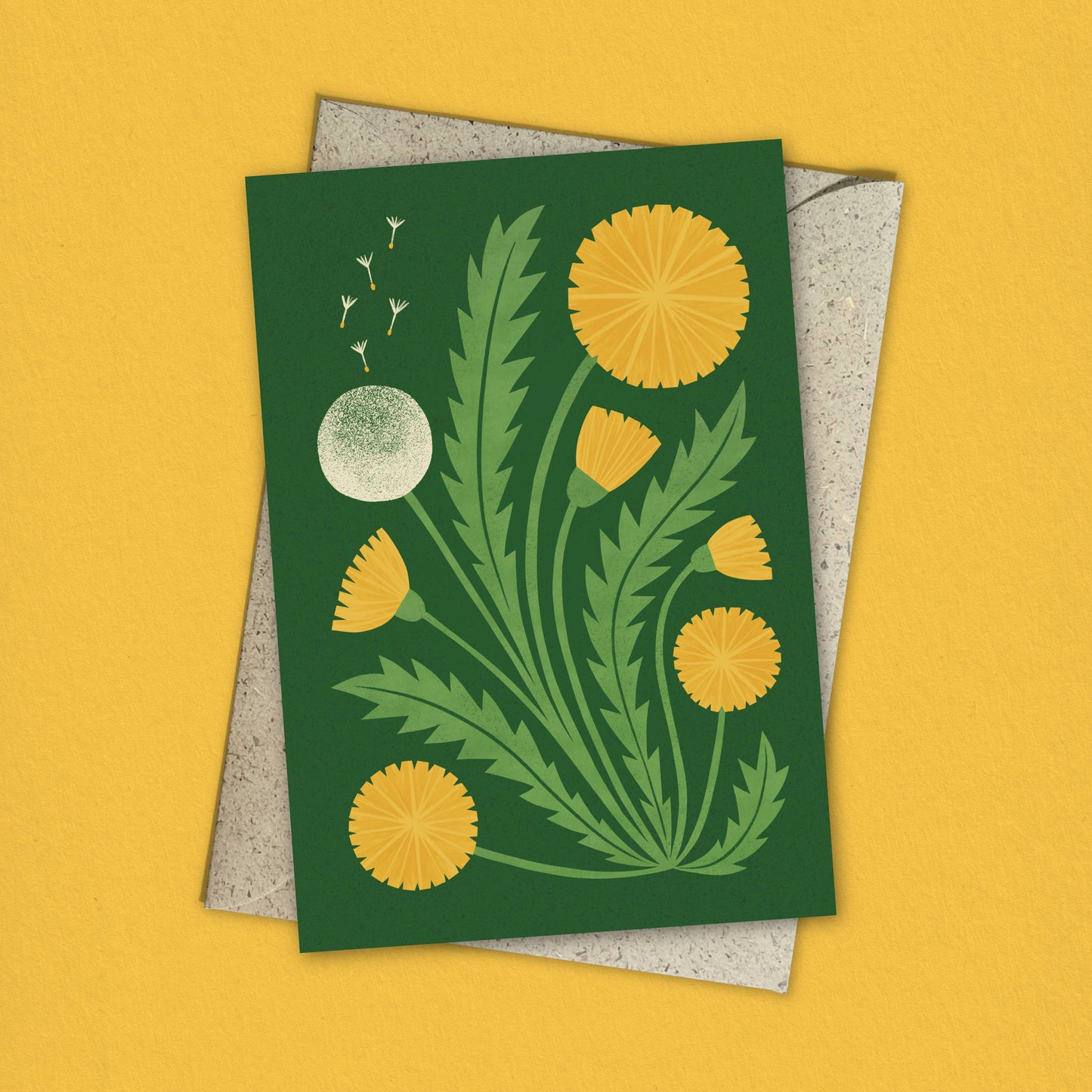 Dandelion | Modern-Retro Floral Reusable Greeting Card: Naked