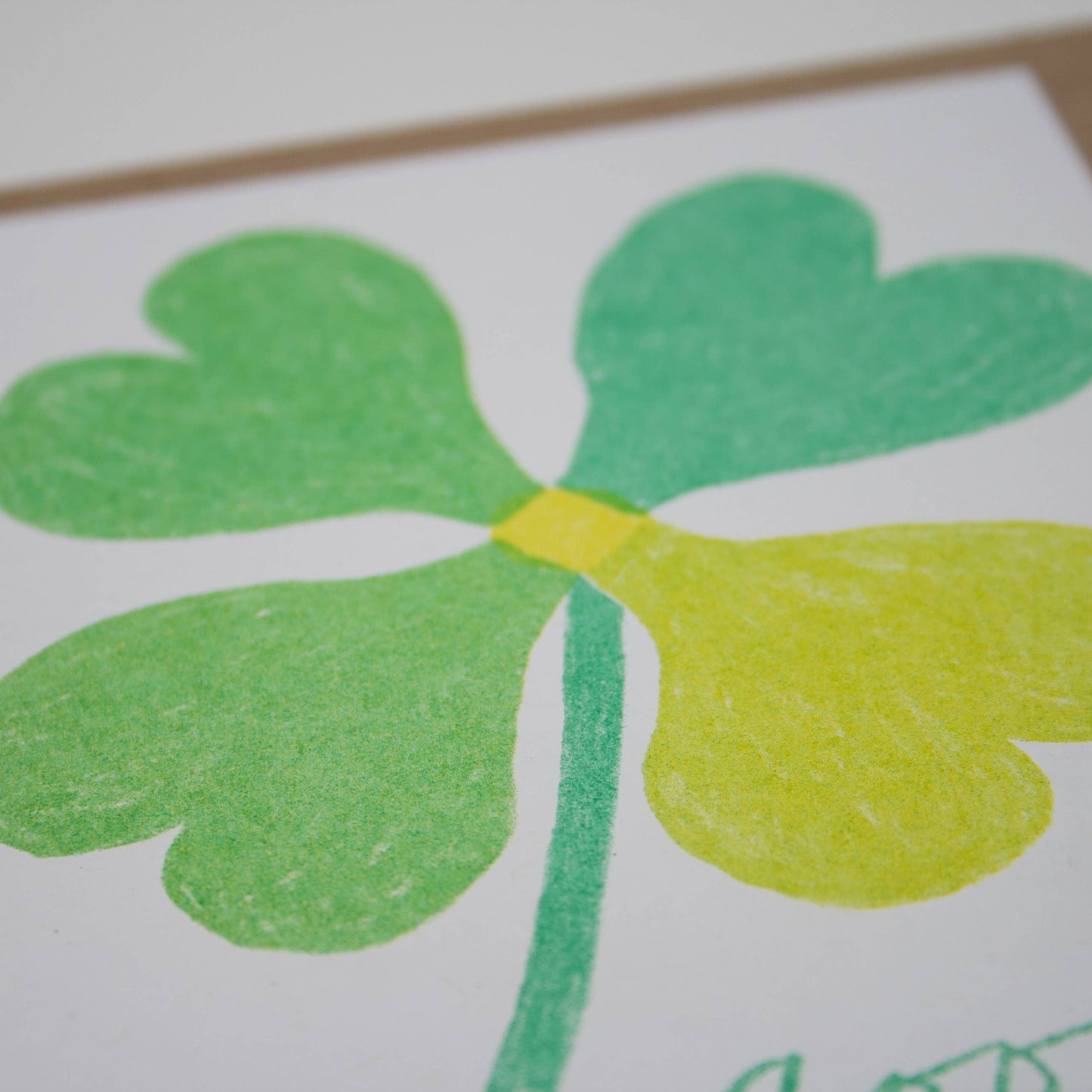 Good Luck Risograph Card | Green Clover: With Bio Cello