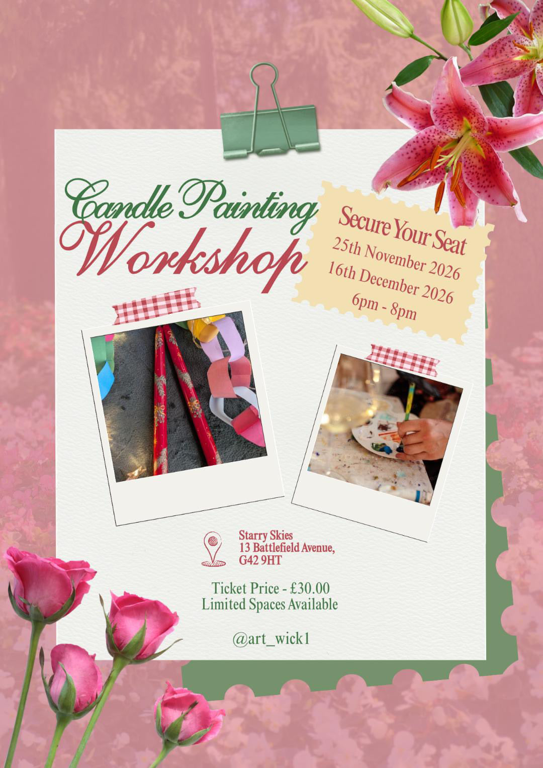Cosy Candle Painting Workshop with Art Wick