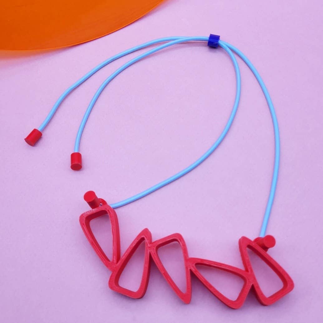 Stack Necklace: Red & Pastel Blue