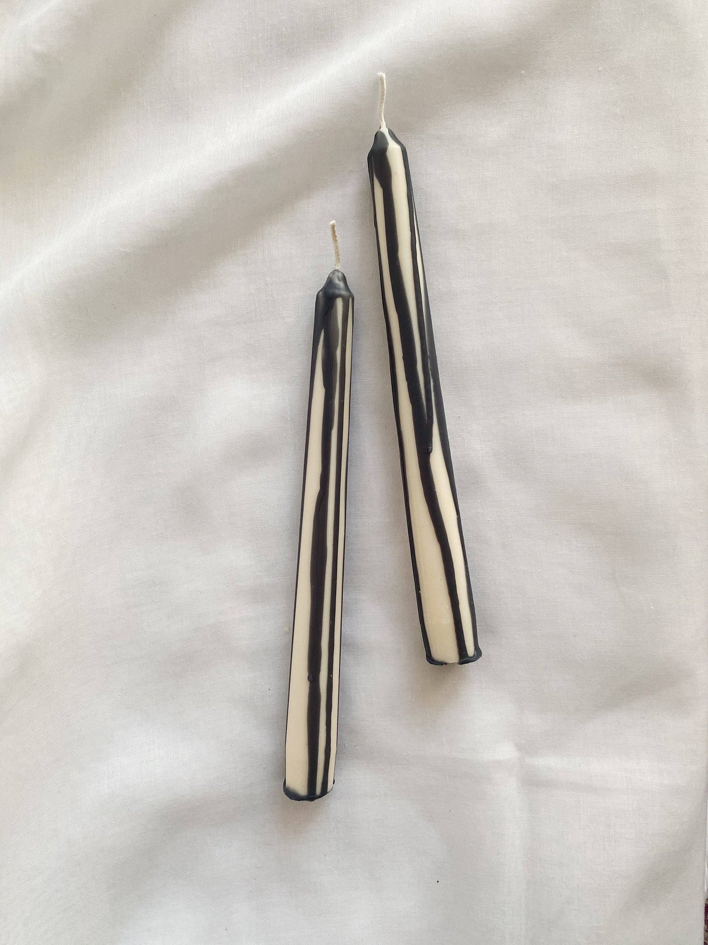 Charcoal Abstract Drip Candle sticks Set. Vegan, Soy.