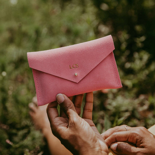 Suede Everyday Purse: Coral / Gold
