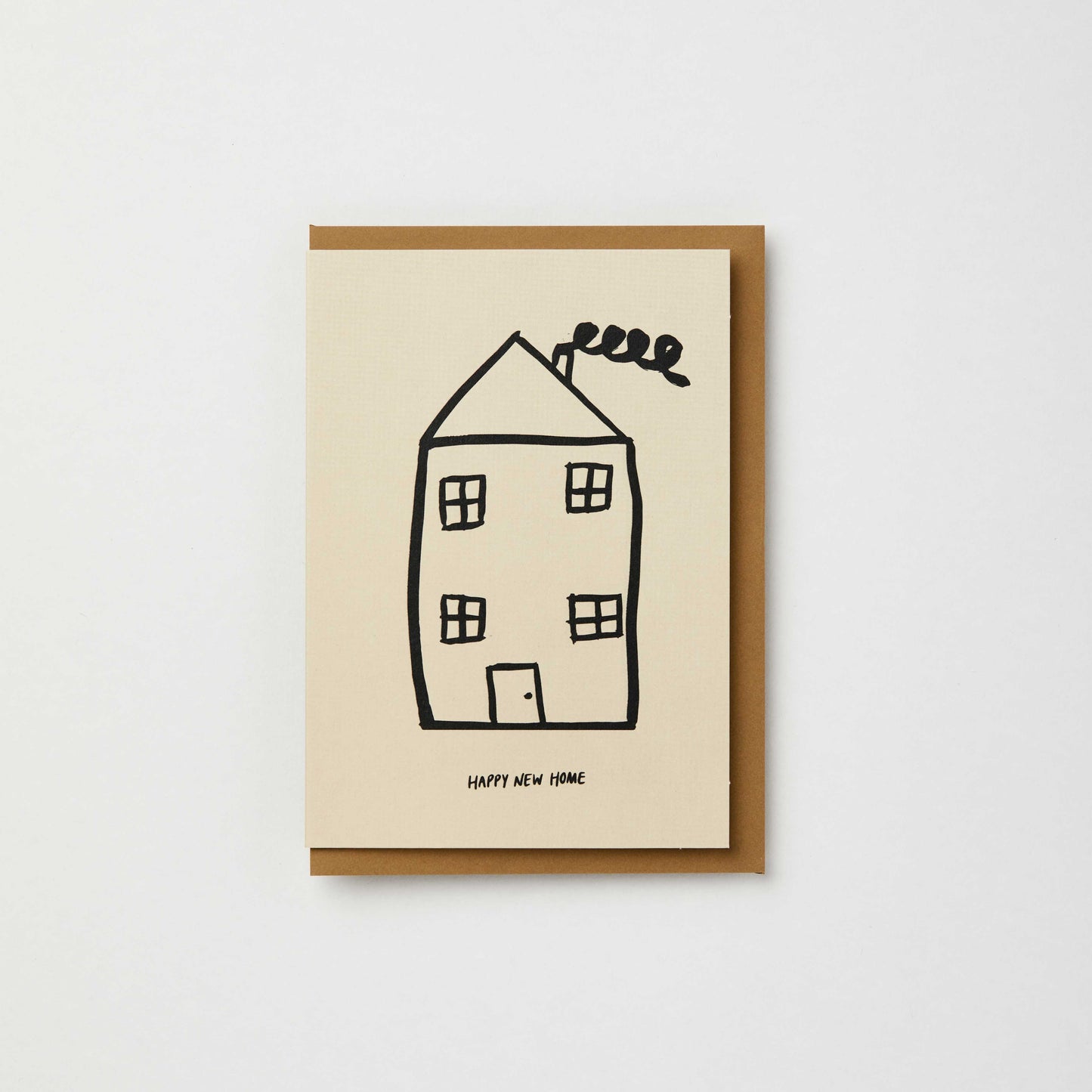 Happy new home card with house illustration: Kraft / Naked cards