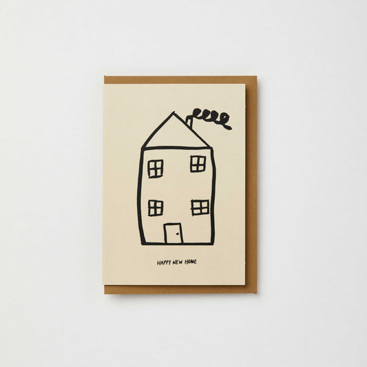 Happy new home card with house illustration: Kraft / Naked cards