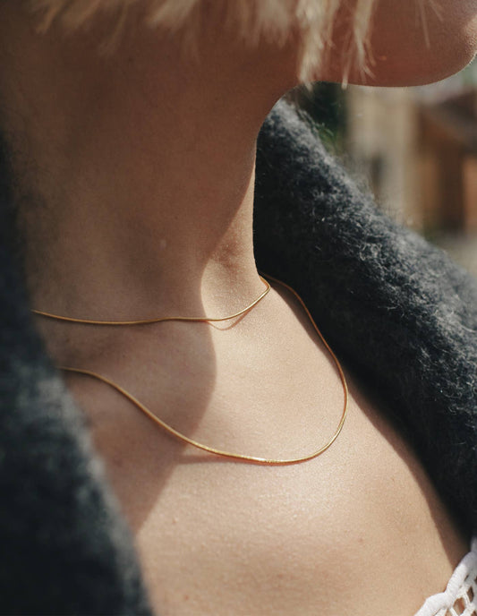 Gold Double Layer Slim Chain Necklace, Waterproof