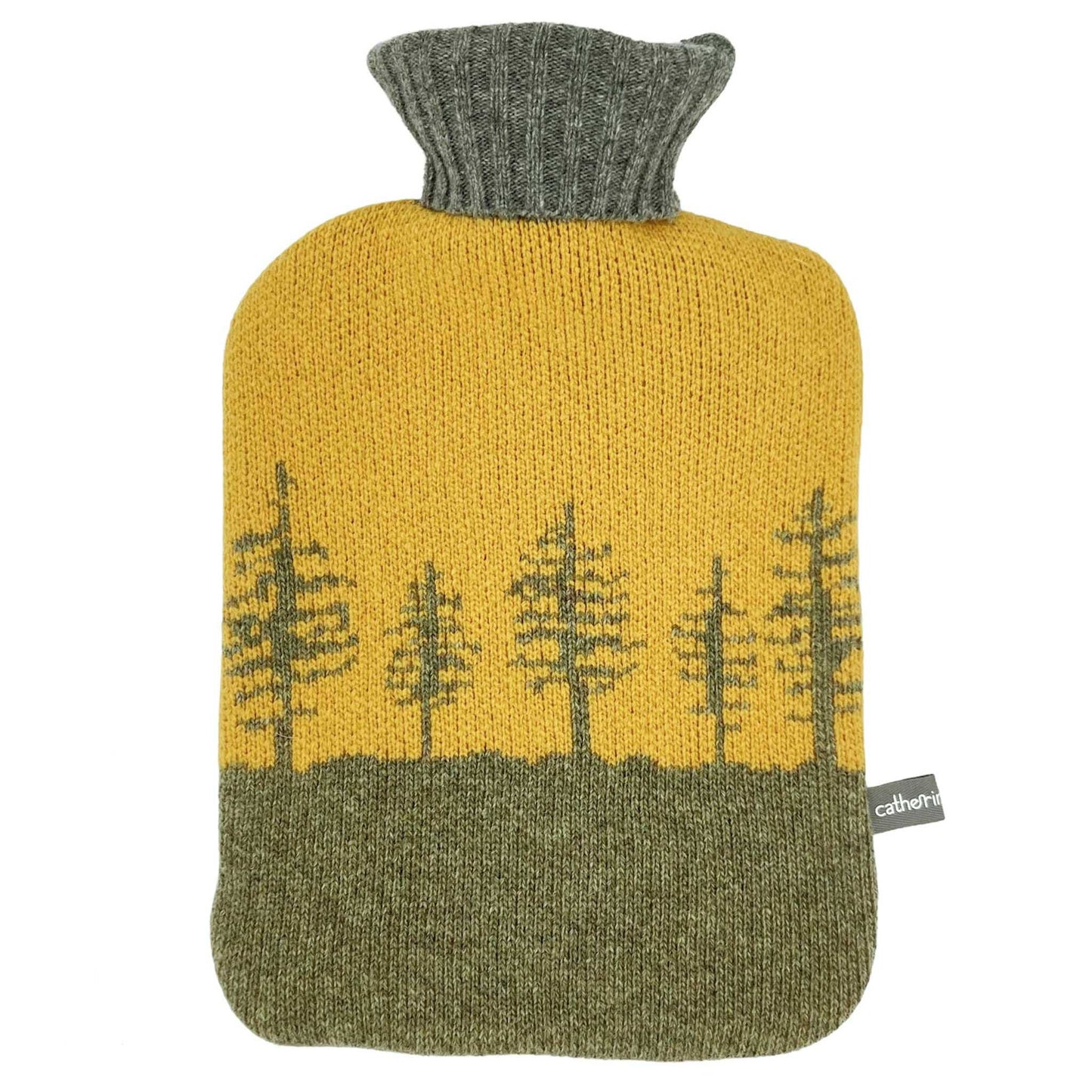 Lambswool Hot Water Bottle Covers & Bottles: BOTTLE & COVER - peach & mushroom stripe