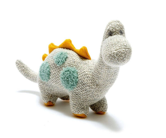 Small Grey Diplodocus Dinosaur Plush Toy in Organic Cotton