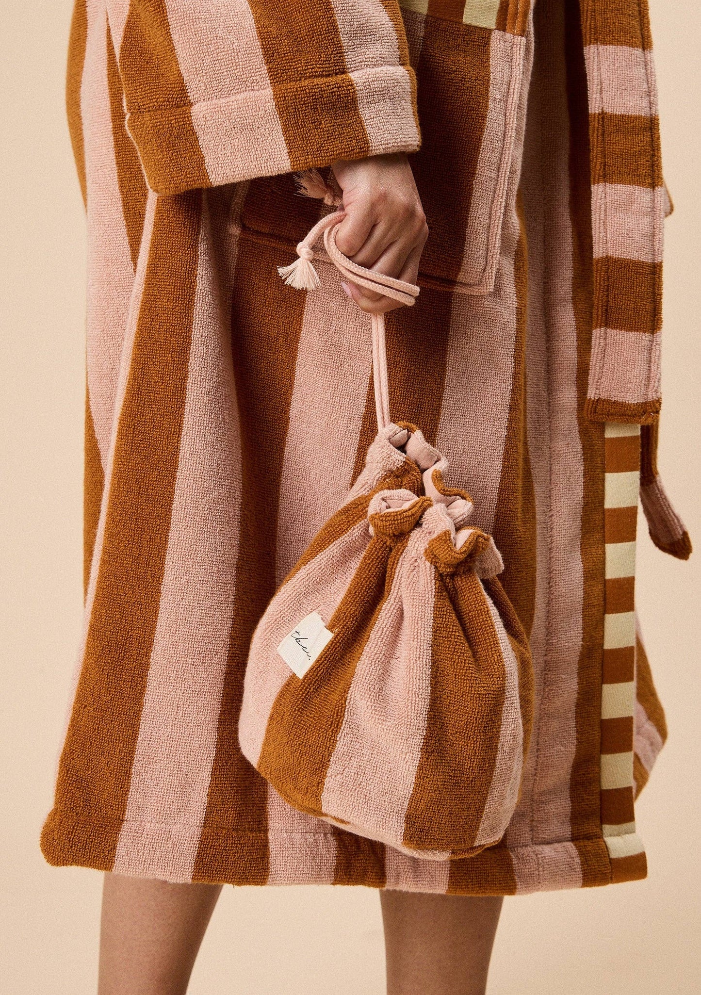 Terry Cotton Wash Bag in Honeycomb Stripe