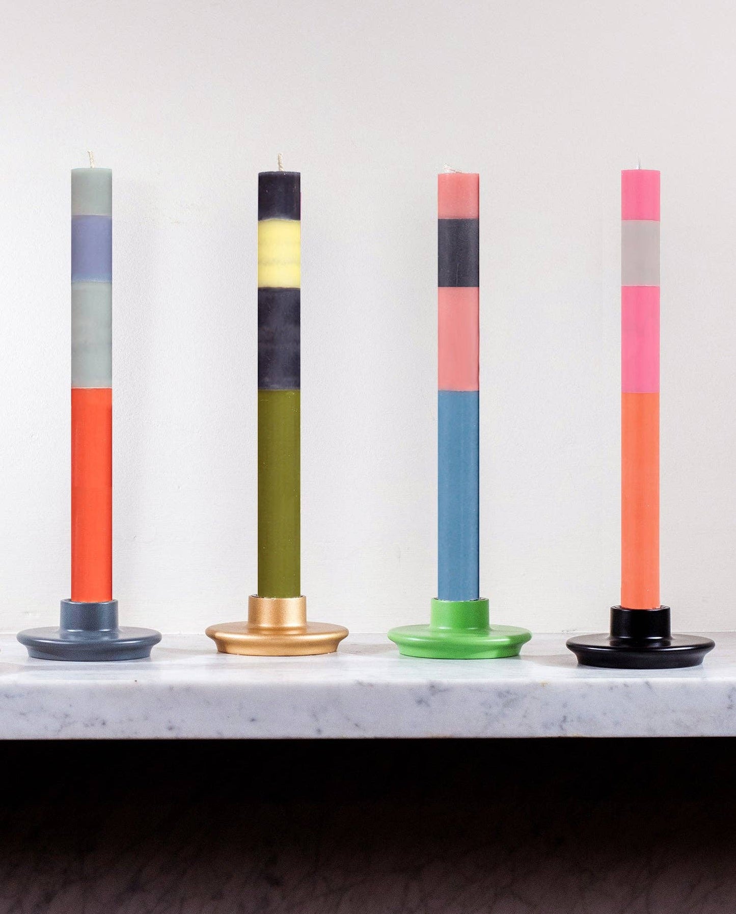 ABSTRACT Striped Beryl, Bokhara & Moonstone Eco Dinner Candles, 4 per pack: 6