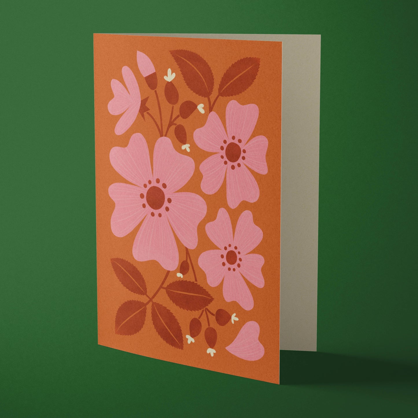 Wild Rose | Modern-Retro Floral Reusable Greeting Card: Naked