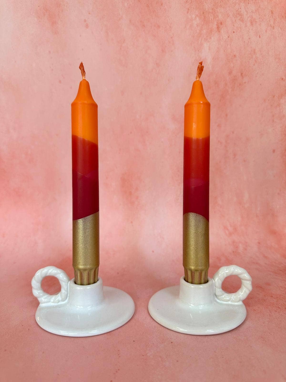 Colourful ‘Autumn Spice’ Handmade Candles Orange & Burgundy